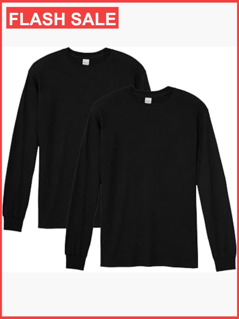 2pk Adult Cotton Long Sleeve Tee Classic Fit Crew Neck T-Shirt Men's